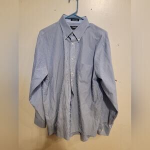 Mens Chaps Long Sleeved Blue Striped Dress shirt 16-16.5 34/35